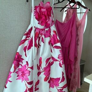 Vibrant Pink Floral Strapless Dress